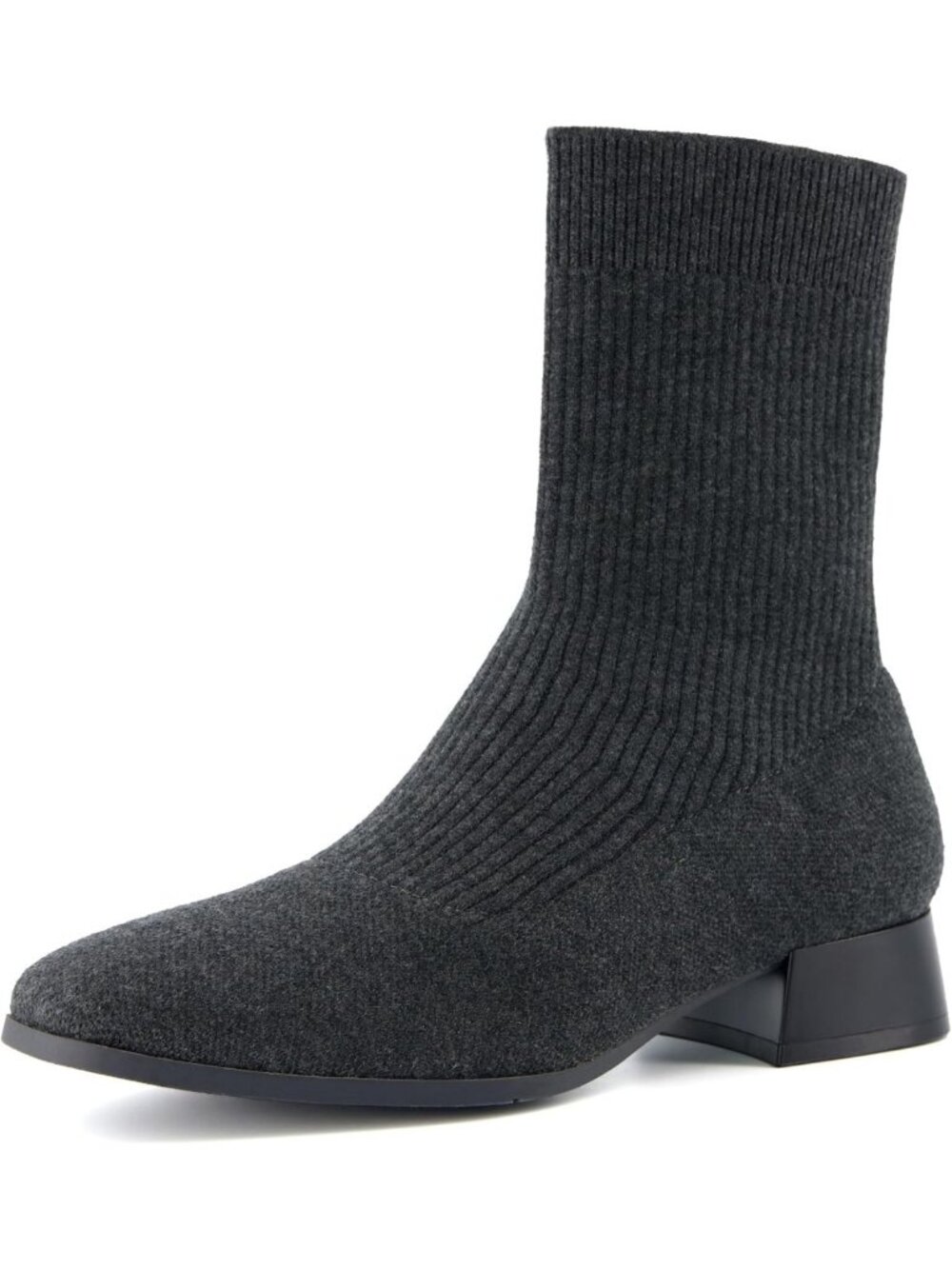 Cozy Knit Ankle Boots with Block Heel & Memory Foam - Wide Widths Available